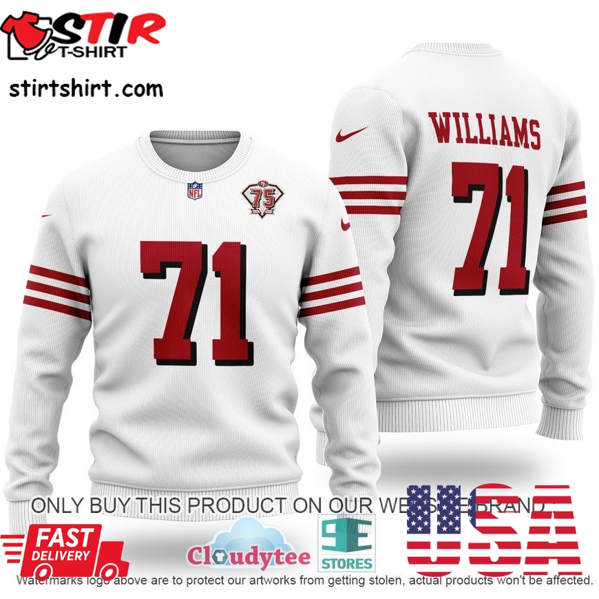 Williams 71 San Francisco 49Ers Nfl White Wool Sweater  