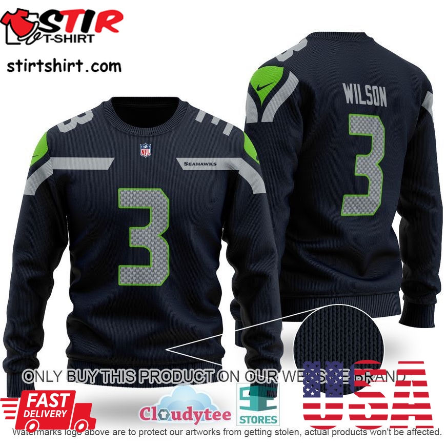 Wilson 3 Seattle Seahawks Nfl Wool Sweater 