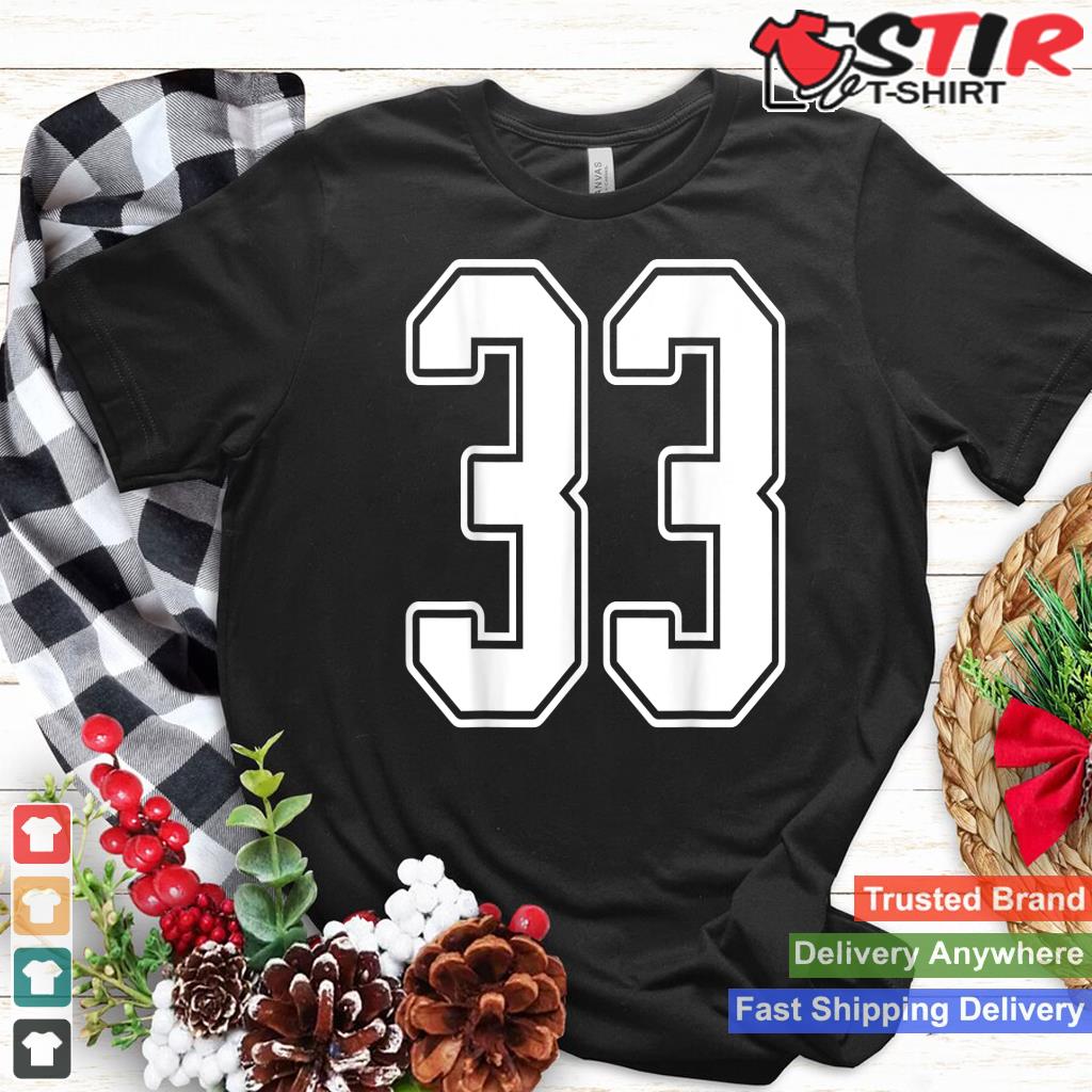 33 White Outline Number 33 Sports Fan Jersey Style_1