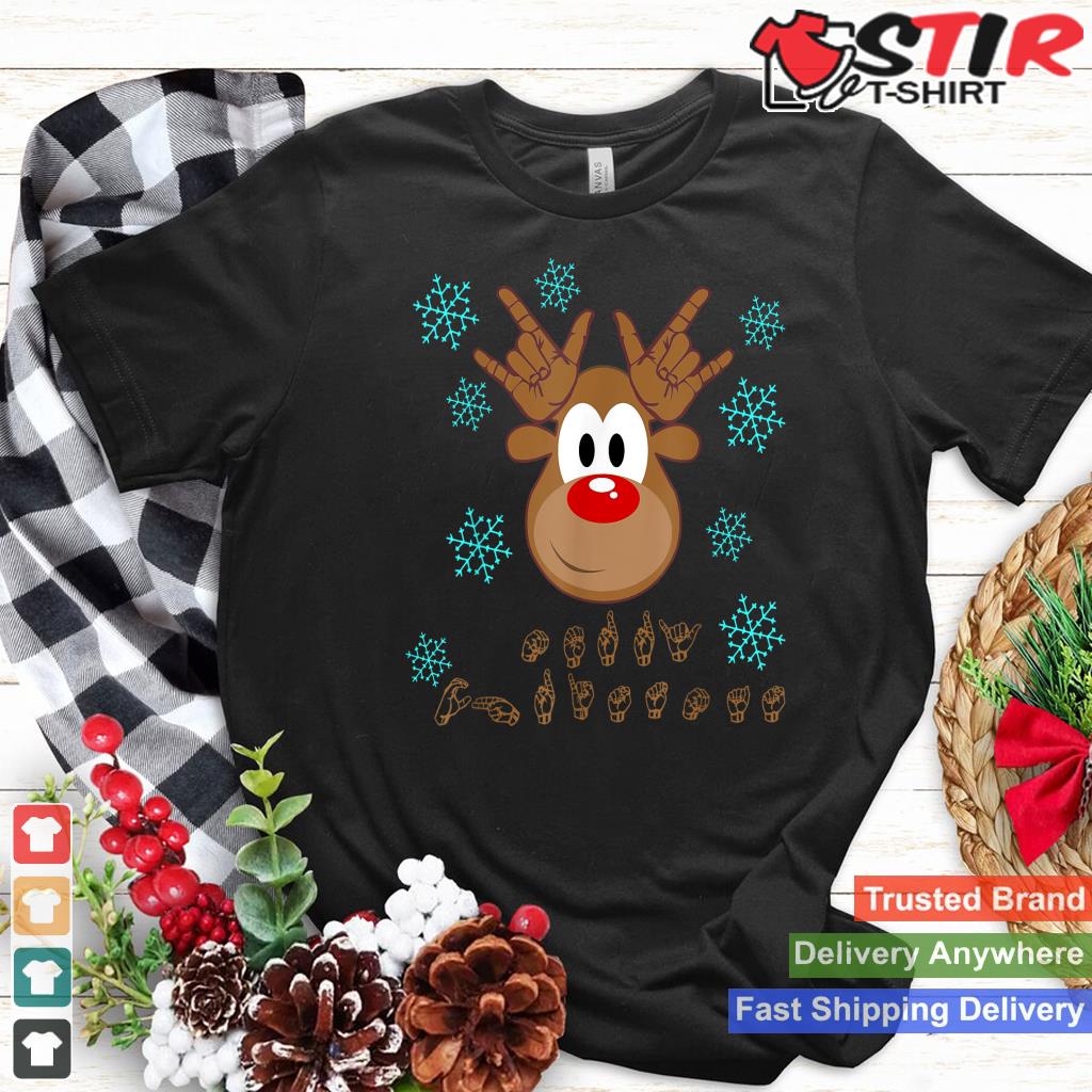 Asl T Shirt Sign Language Deaf Christmas Reindeer Tee