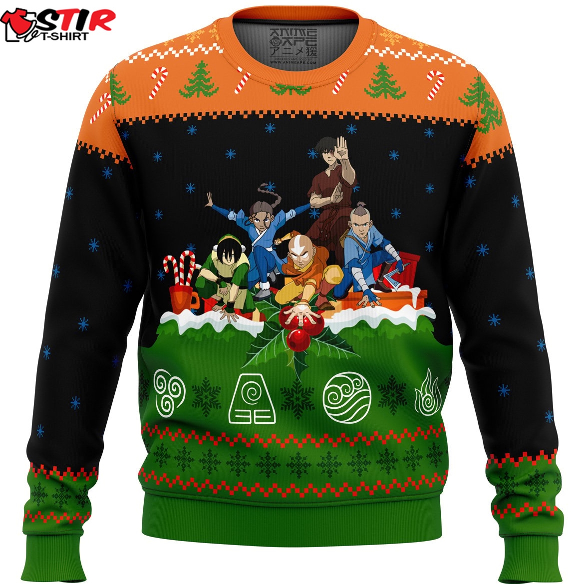 Avatar The Last Airbender On The Chimney Top Ugly Christmas Sweater Stirtshirt