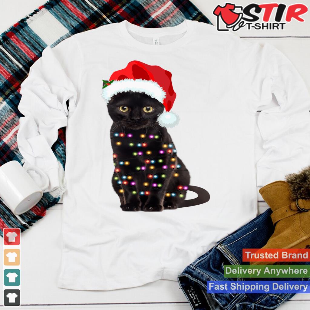 Black Cat Christmas Lights Cat Lover Christmas Long Sleeve_1