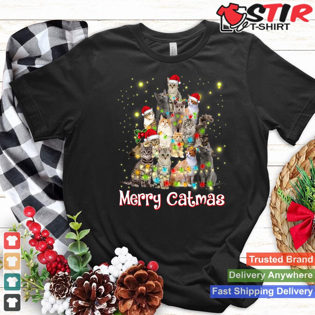 Cat Christmas Tree, Merry Catmas, Funny Cats, Xmas Shirt Hoodie Sweater Long Sleeve