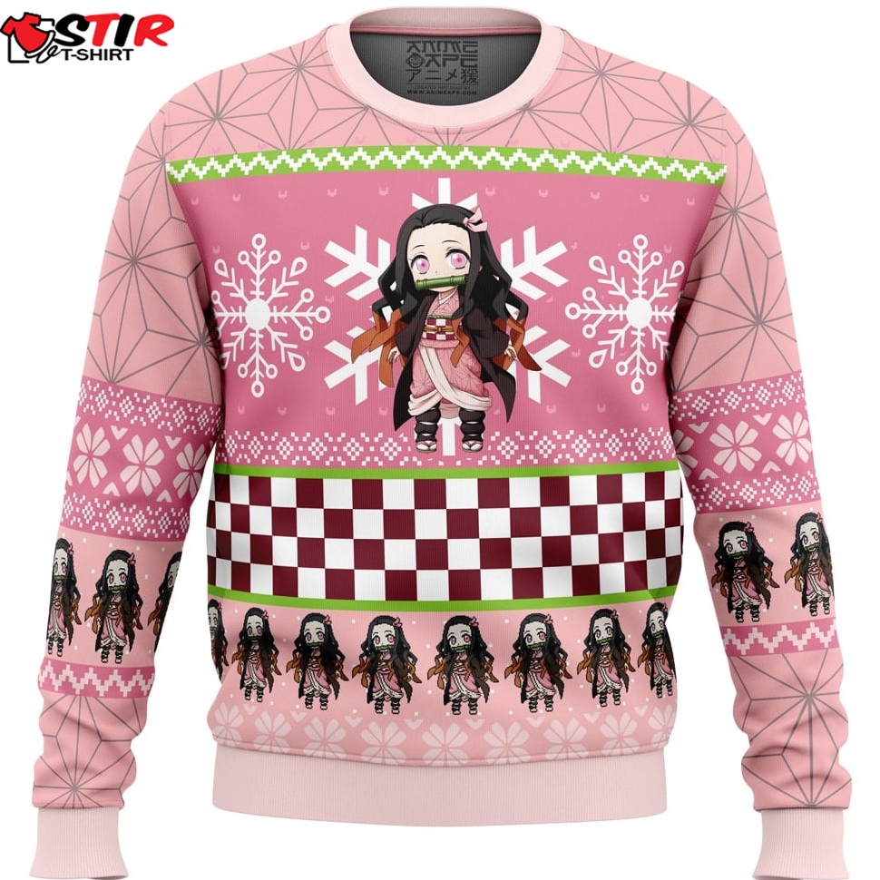 Chibi Christmas Nezuko Kamado Demon Slayer Ugly Christmas Sweater Stirtshirt