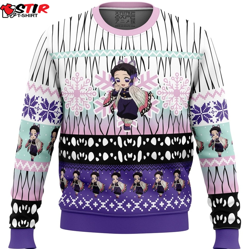 Chibi Christmas Shinobu Kocho Demon Slayer Ugly Christmas Sweater Stirtshirt