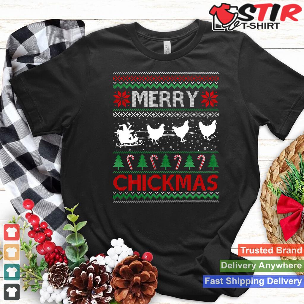 Chickens Ride Santa Sleigh Farmers Ugly Christmas Sweater Long Sleeve Shirt Hoodie Sweater Long Sleeve
