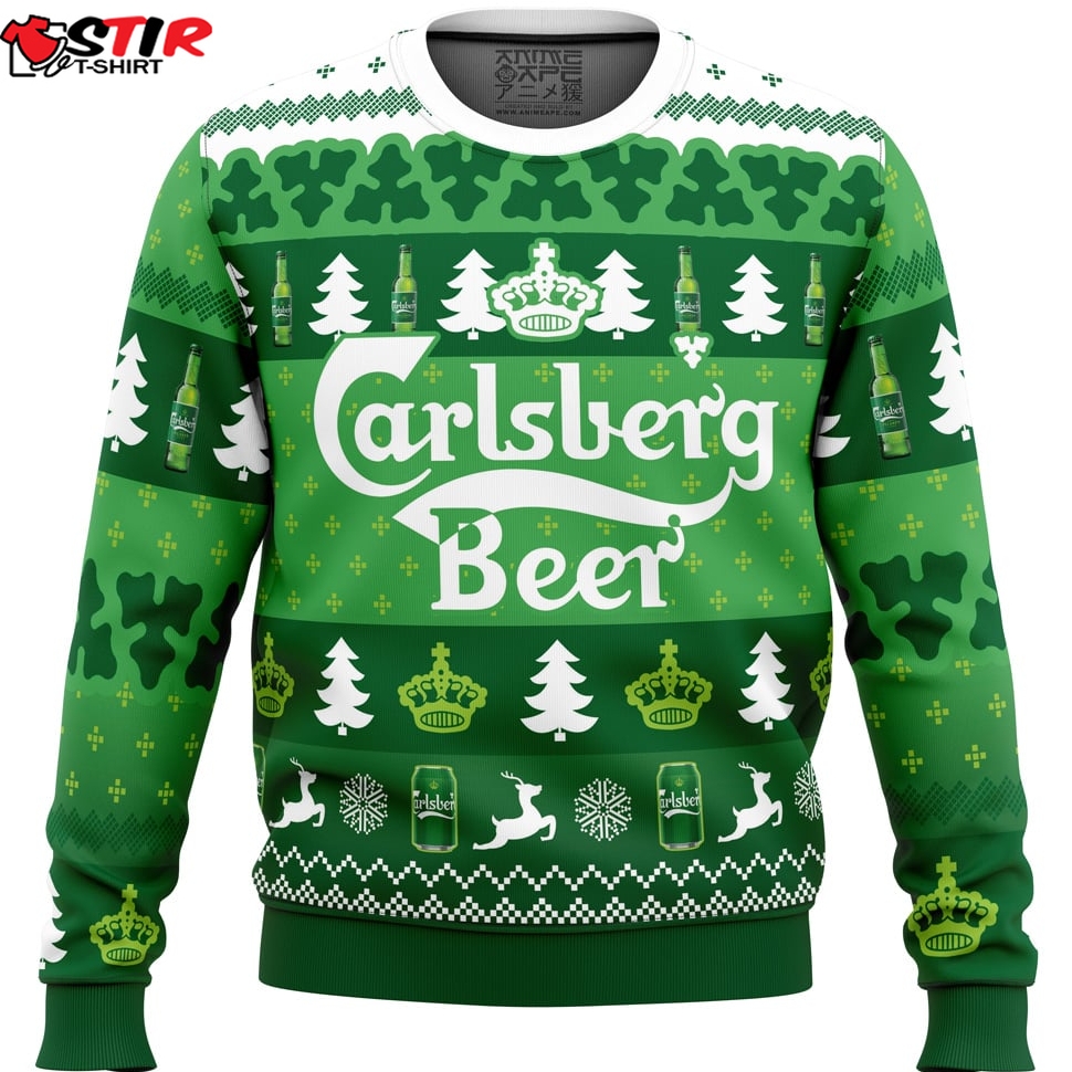 Christmas Drink Carlsberg Beer Ugly Christmas Sweater Stirtshirt