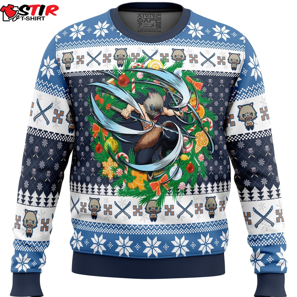 Christmas Hashibira Inosuke Demon Slayer Ugly Christmas Sweater Stirtshirt