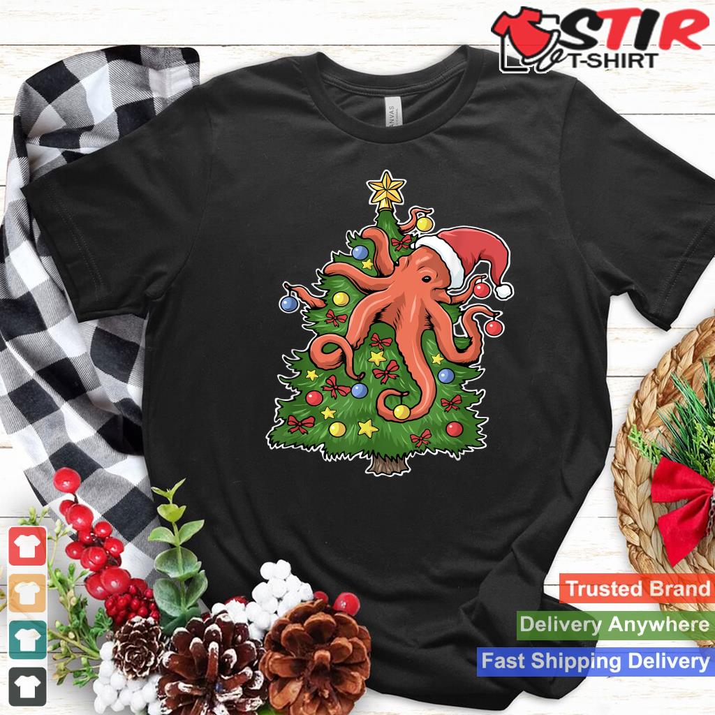 Christmas Octopus Tshirt Kraken Squid Merry Christmas Tree Shirt Hoodie Sweater Long Sleeve