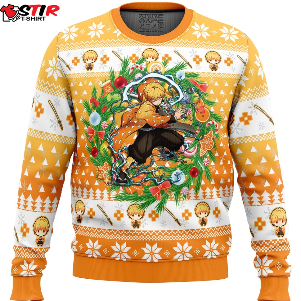 Christmas Zenitsu Agatsuma Demon Slayer Ugly Christmas Sweater Stirtshirt