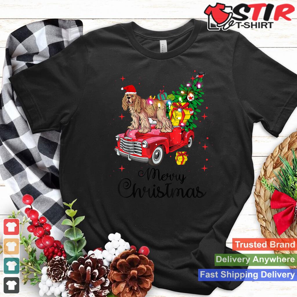 Cocker Spaniel Rides Red Truck Christmas Pajama