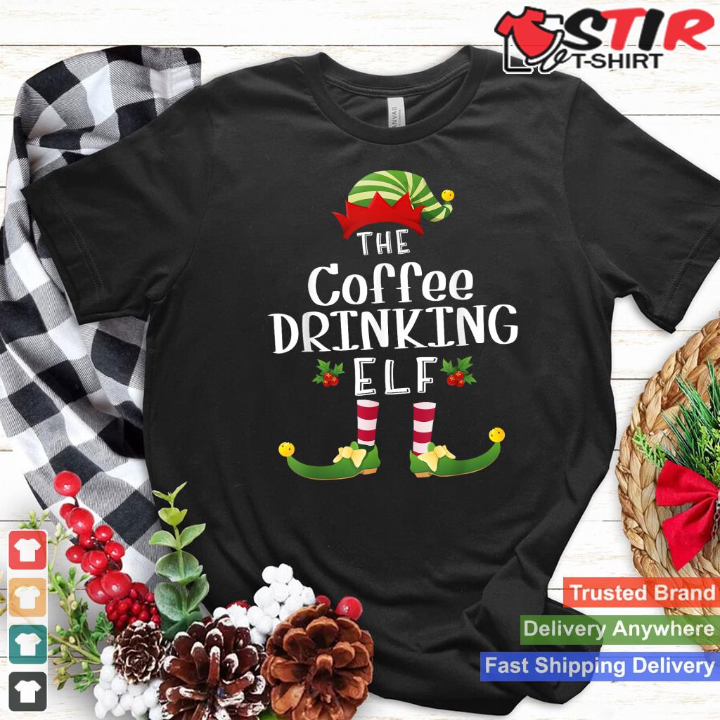 Coffee Drinking Christmas Elf Matching Pajama X Mas Party