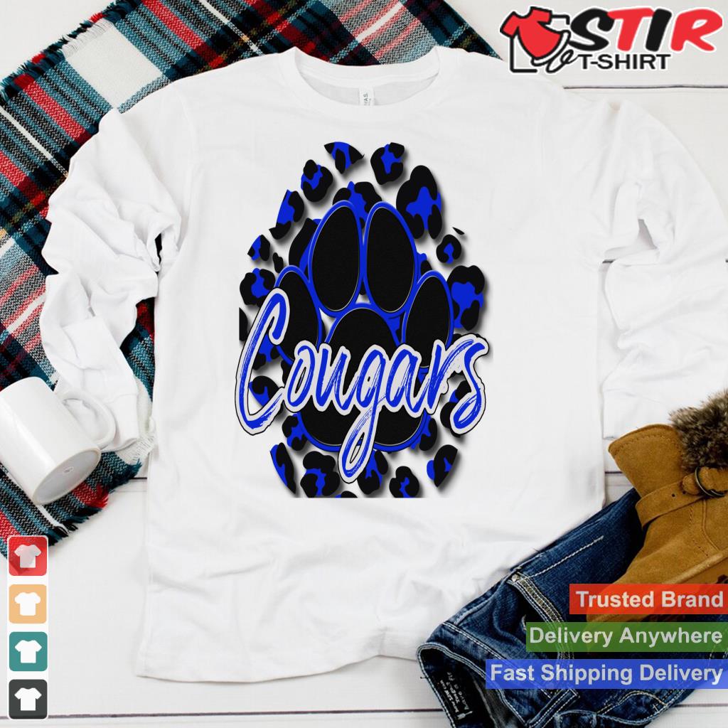 Cougar Blue Black Cheetah School Sports Fan Team Spirit Long Sleeve