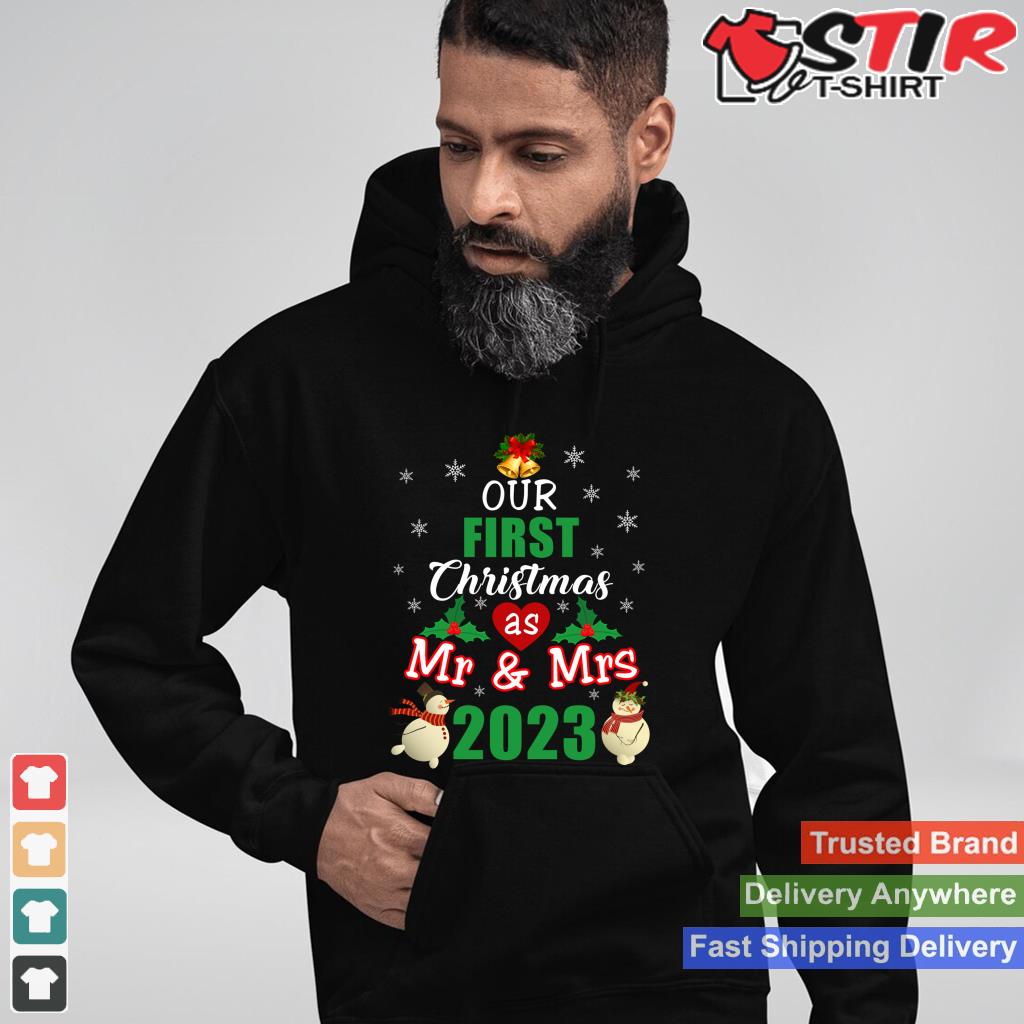 Couple Wife Husband Our First Christmas As Mr & Mrs 2023 Long Sleeve_1