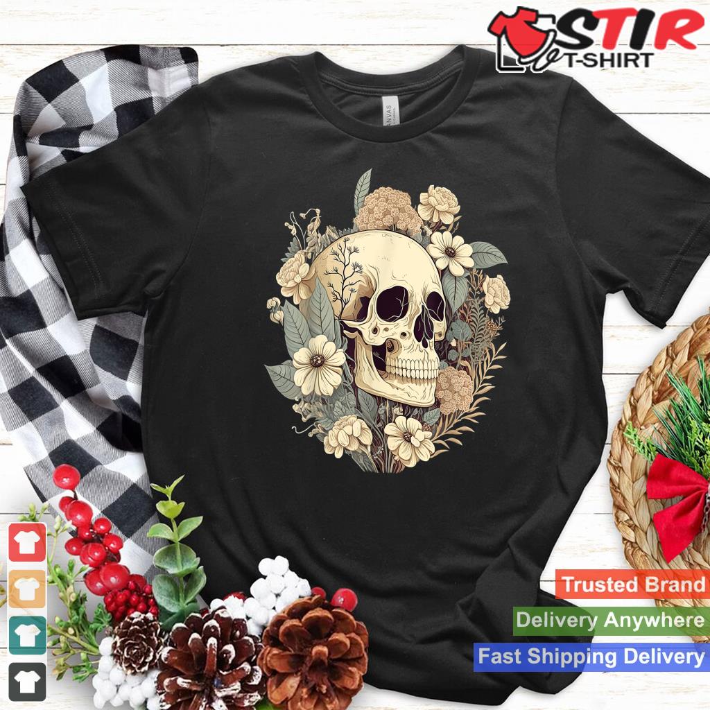 Cute Cottagecore Floral Skull Aesthetic Girls Women Graphic