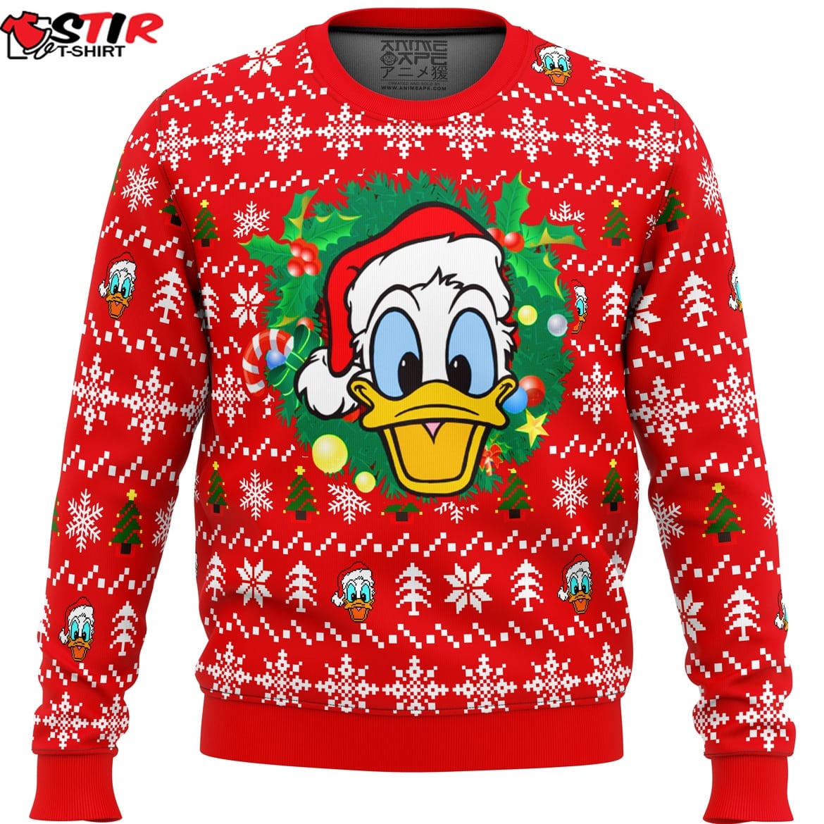 Donald Duck Christmas Head Ugly Christmas Sweater Min Stirtshirt