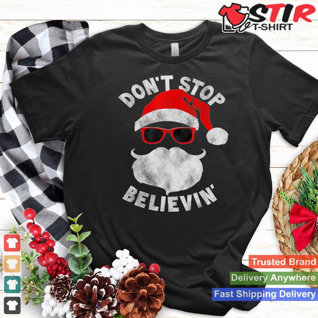 Don't Stop Believing Santa Cool Glasses Christmas_1