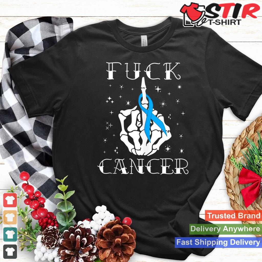 Fuck Cancer Tattoos Survivor Blue Ribbon Colon Cancer Tank Top