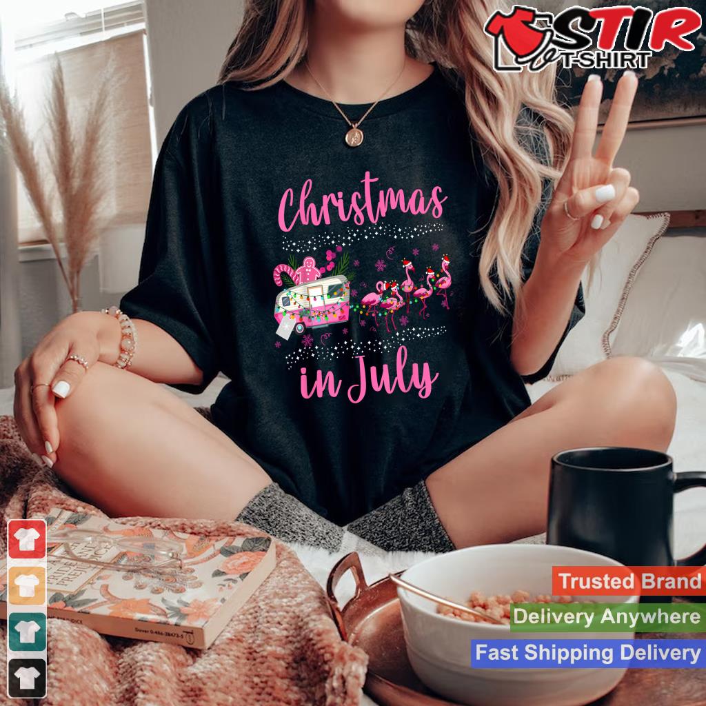 Funny Christmas In July Shirts Summer Flamingo Santa Hat_1