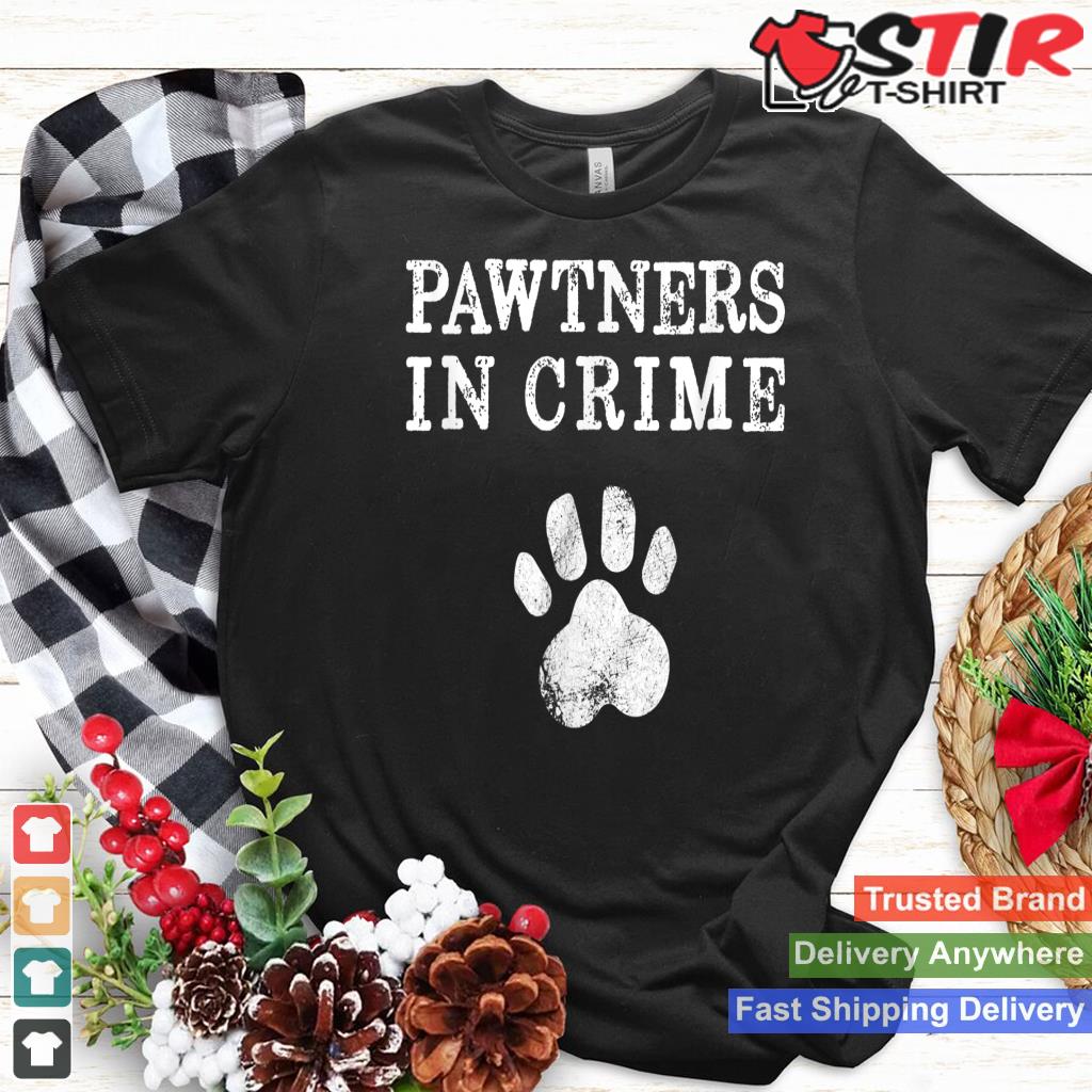 Funny Dog Saying Pawtners In Crime Dog Walking With Dog Gift_1