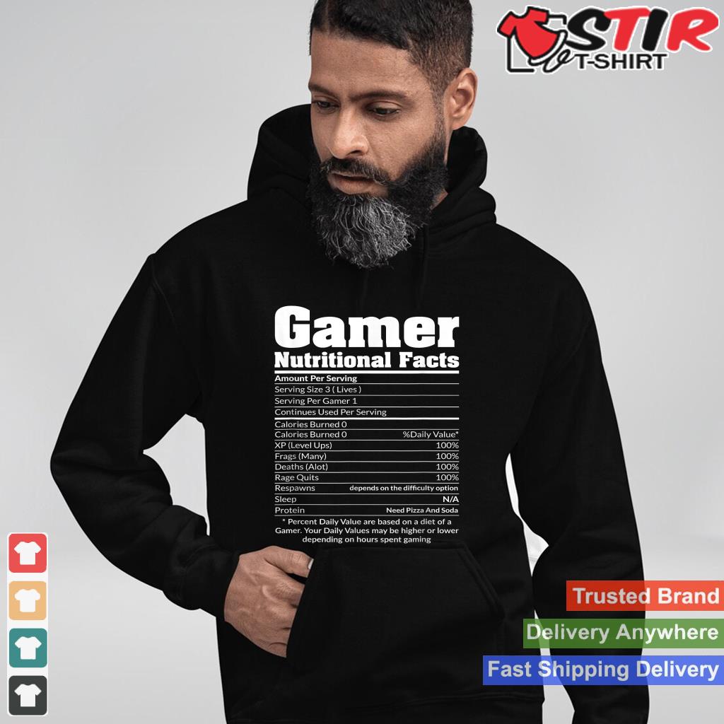 Gamer Nutritional Facts Shirt Cool Gaming Video Game Funny
