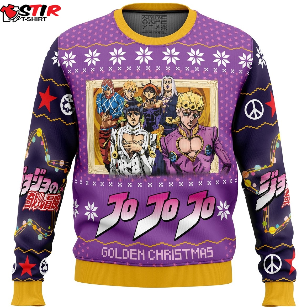 Golden Christmas JojoS Bizarre Adventure Ugly Christmas Sweater Stirtshirt