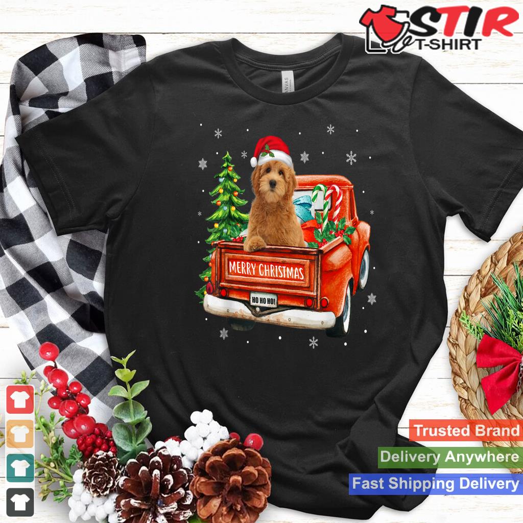 Goldendoodle Dog Ride Red Truck Christmas Dog Lover Pajama