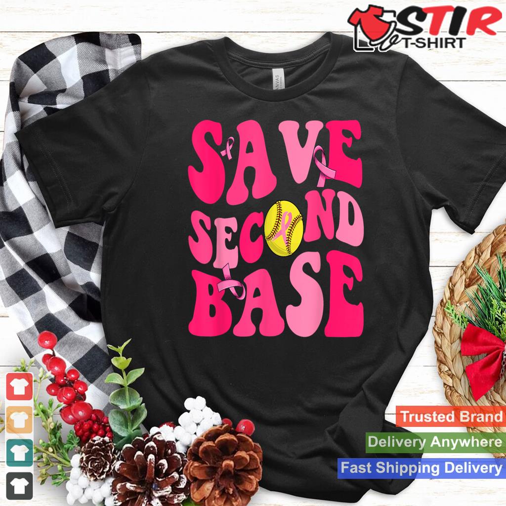 Groovy Save Second 2Nd Base Funny Softball Breast Cancer
