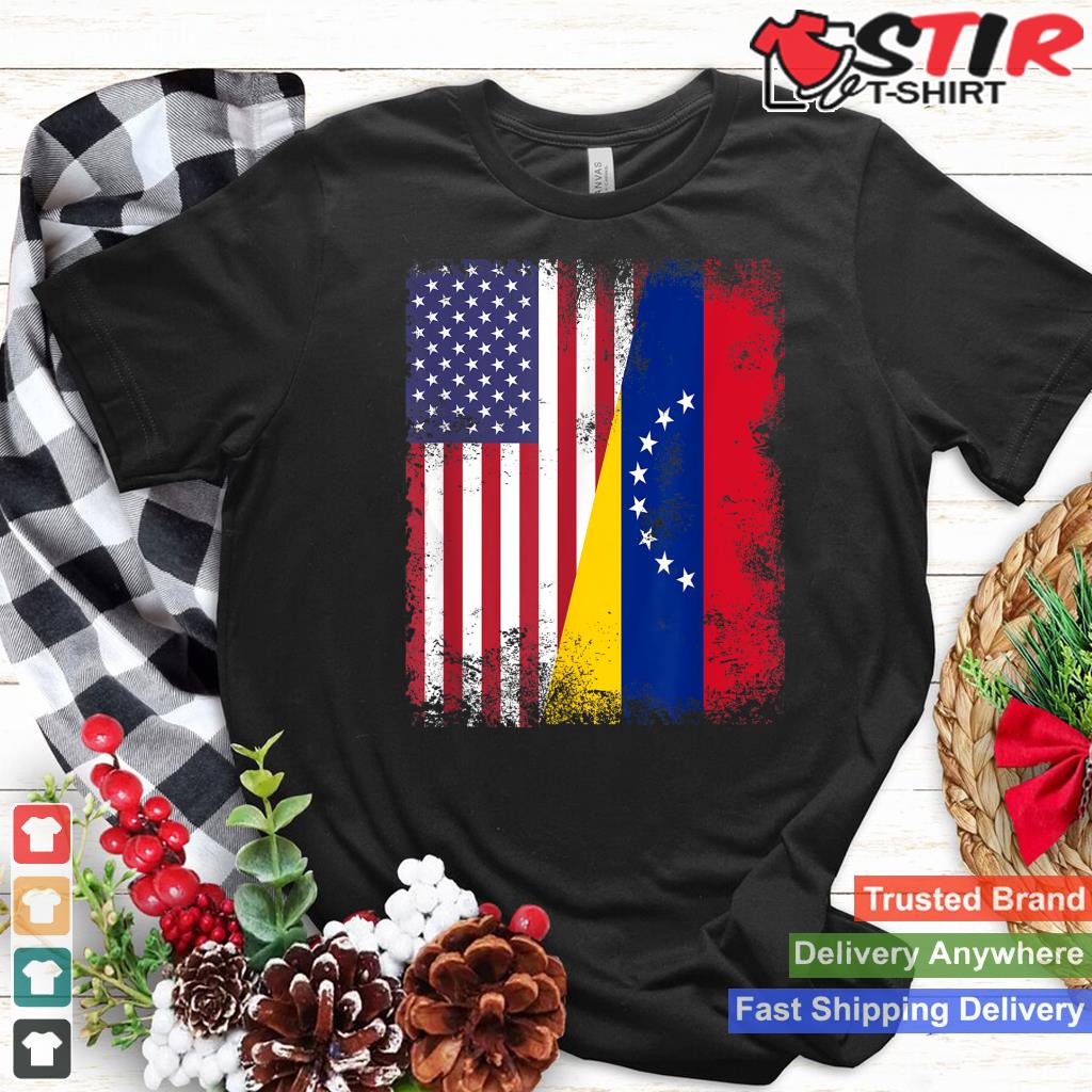 Half Venezuelan Flag T Shirt  Vintage Venezuela Usa Gift