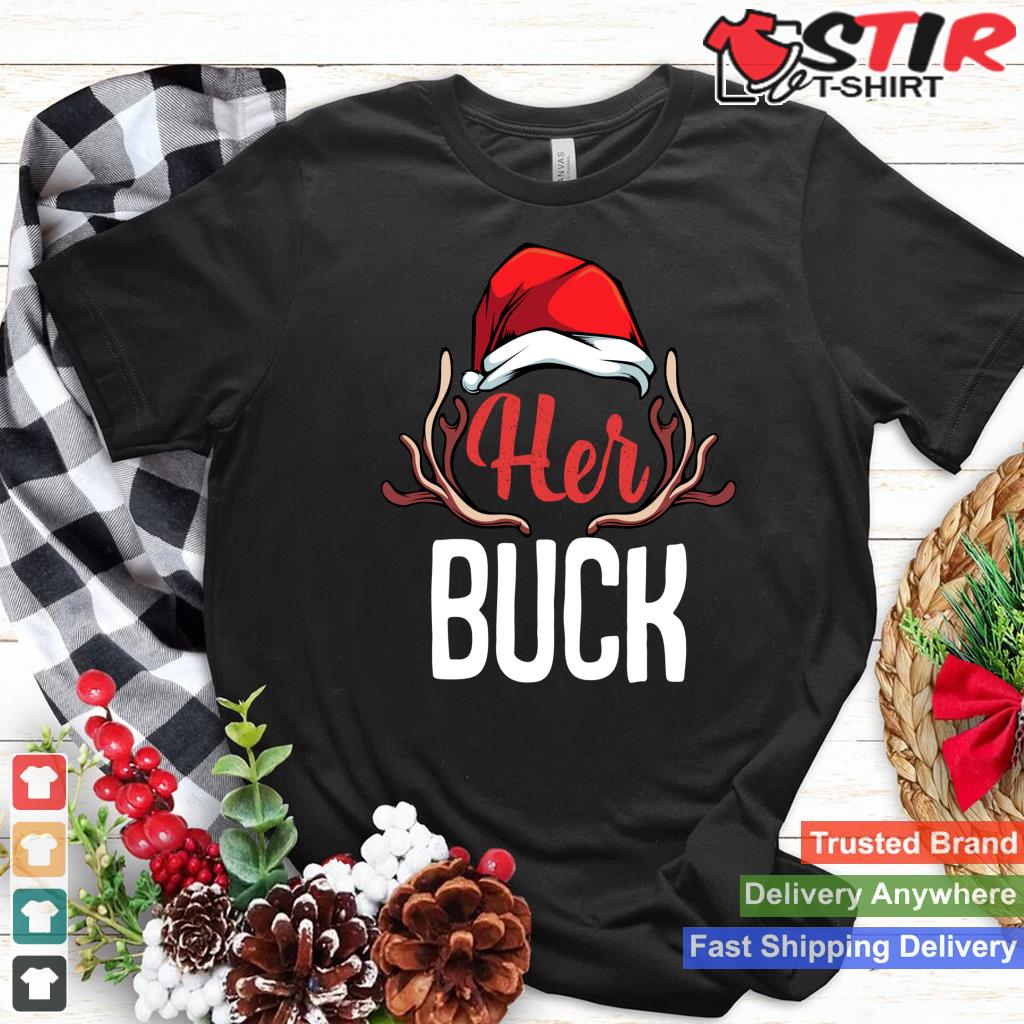 Her Buck His Doe Couples Matching Merry Christmas Funny Long Sleeve