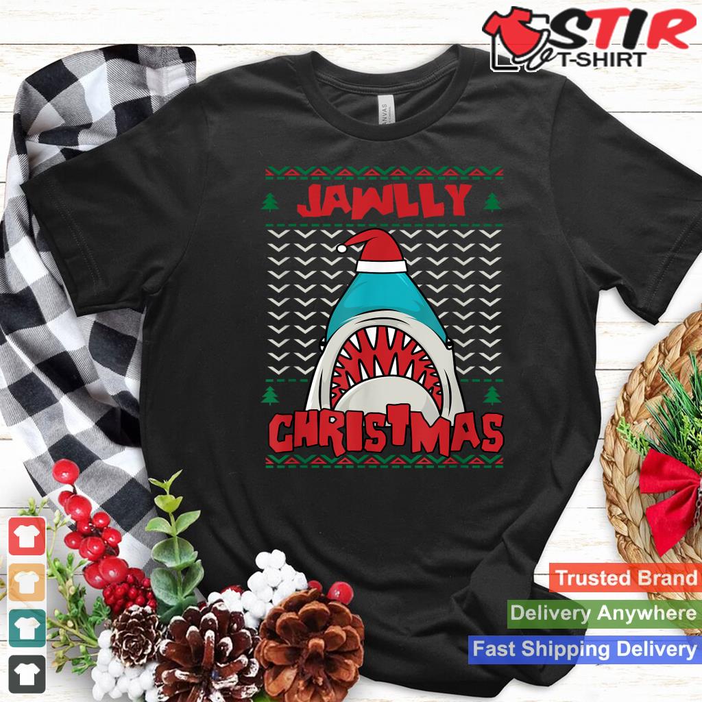 Jawlly X Mas Funny Shark Jaw Santa Ugly Christmas Jolly Pun Shirt Hoodie Sweater Long Sleeve