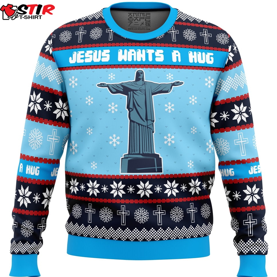 Jesus Wants A Hug Hellsing Ugly Christmas Sweater Stirtshirt