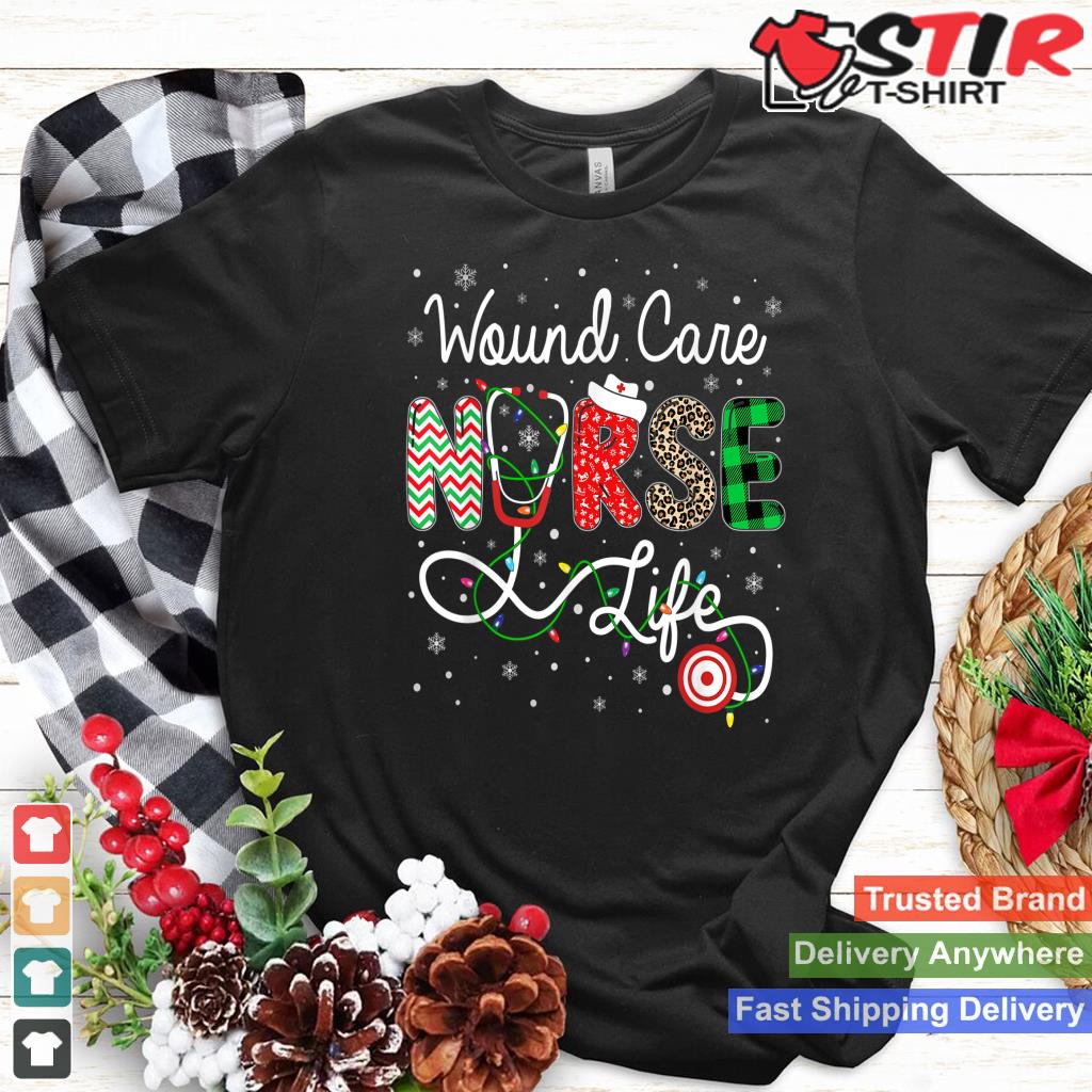 Leopard Nurse Christmas Buffalo Plaid Wound Care Nurse Life Shirt Hoodie Sweater Long Sleeve