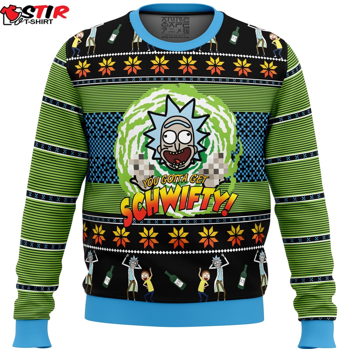 LetS Get Schwifty! Rick And Morty Ugly Christmas Sweater Min Stirtshirt