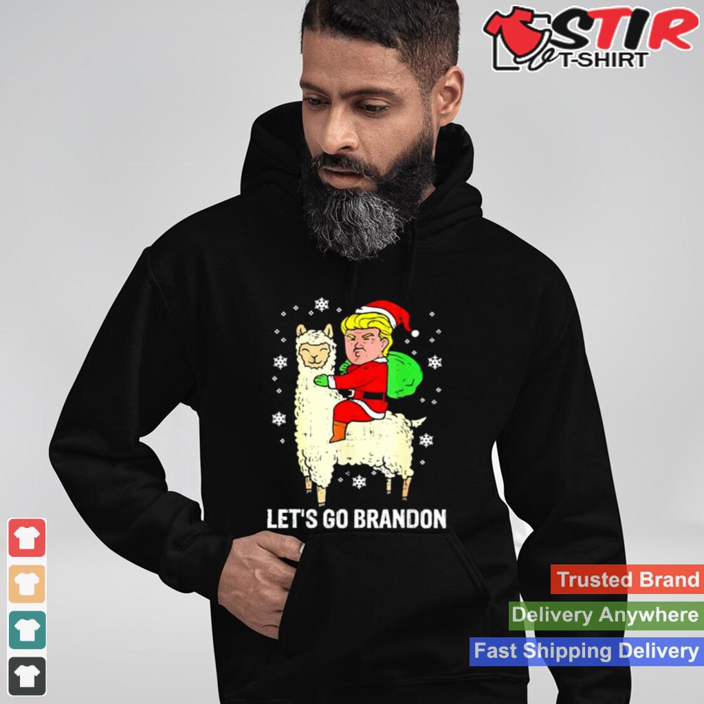 Lets Go Brandon Trump Santa Riding Llama Christmas Shirt Shirt Hoodie Sweater Long Sleeve