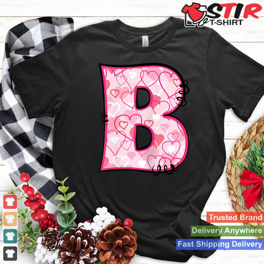 Letter B Pink Initial Monogram Hearts Girly_1 Shirt Hoodie Sweater Long Sleeve