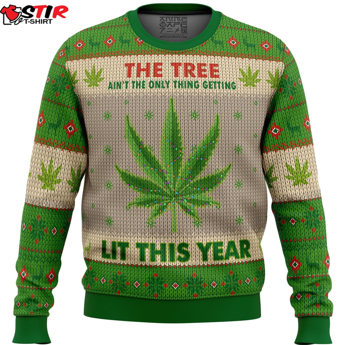 Lit This Year Weed Ugly Christmas Sweater Stirtshirt