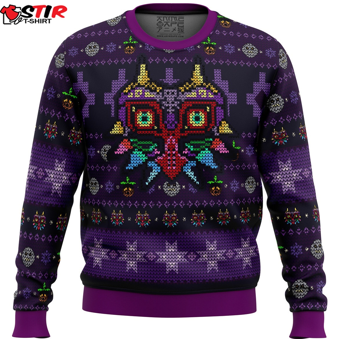 Majoras Mask Seamless Pattern Legend Of Zelda Ugly Christmas Sweater Stirtshirt