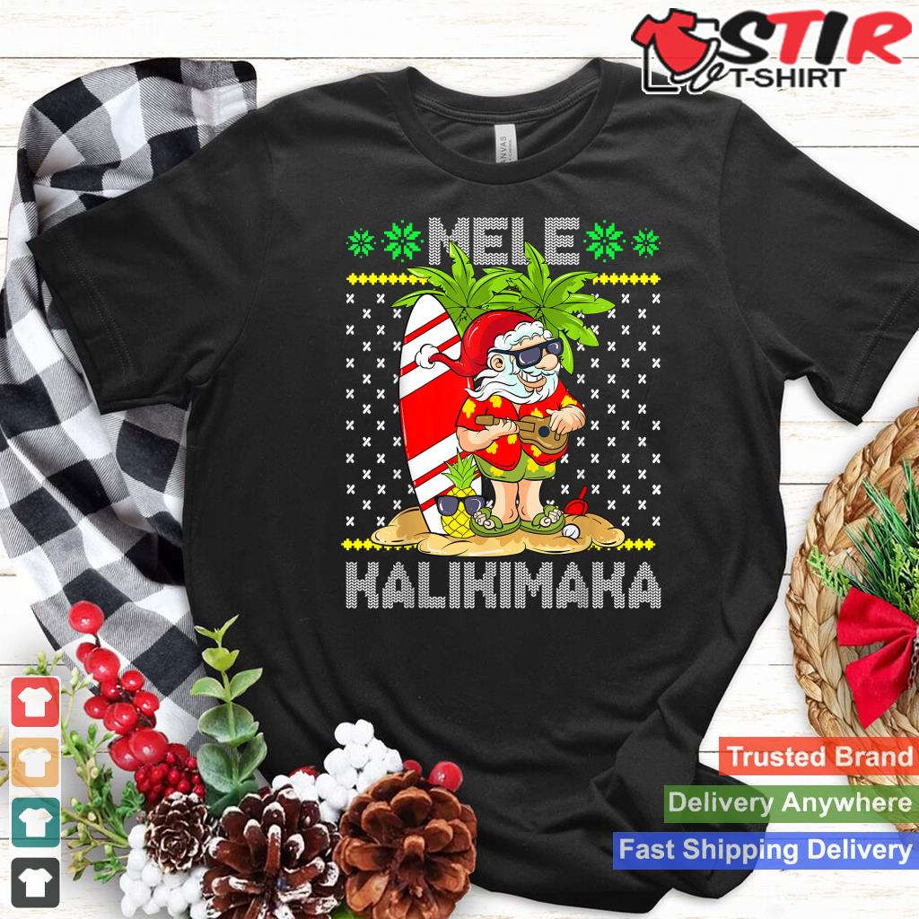 Mele Kalikimaka Santa Claus Surfer Guitar Hawaiian Christmas_1 Shirt Hoodie Sweater Long Sleeve