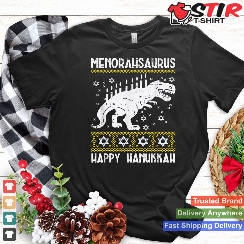 Menorahsaurus Happy Hanukkah Dino Chanukah Toddler Boys Kids Shirt Hoodie Sweater Long Sleeve