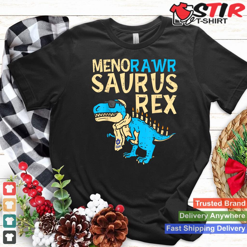 Menorawr Saurus Rex Jewish Dinosaur Hanukkah Kids Boys Gift Shirt Hoodie Sweater Long Sleeve
