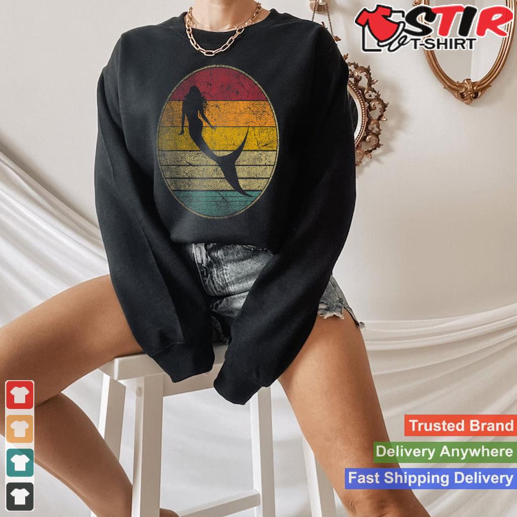Mermaid Vintage Distressed Retro Style Silhouette 70S 80S_1 Shirt Hoodie Sweater Long Sleeve