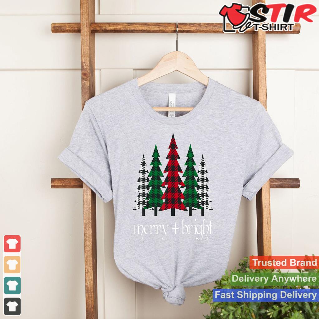 Merry And Bright Red Buffalo Plaid Christmas Trees Shirt Hoodie Sweater Long Sleeve