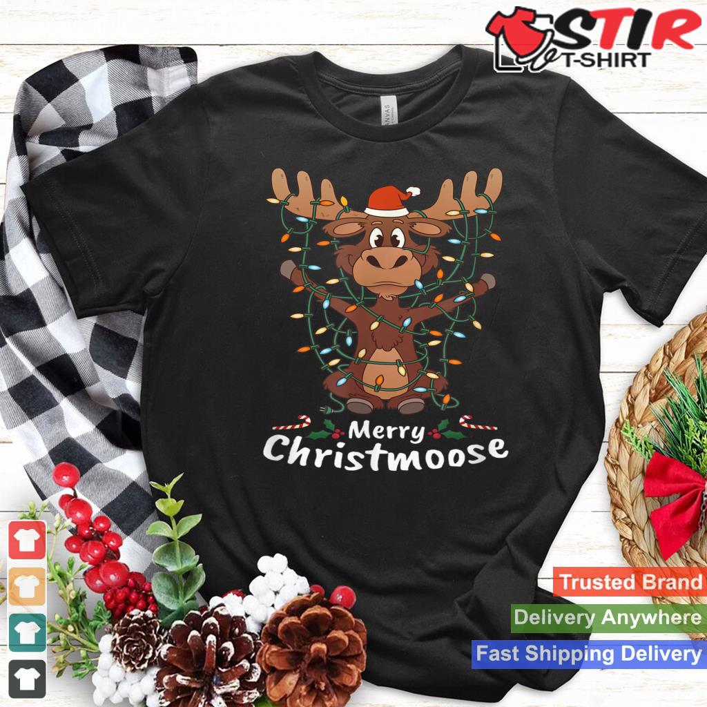 Merry Christmoose Christmas Mooses Xmas Tree Lights Long Sleeve Shirt Hoodie Sweater Long Sleeve