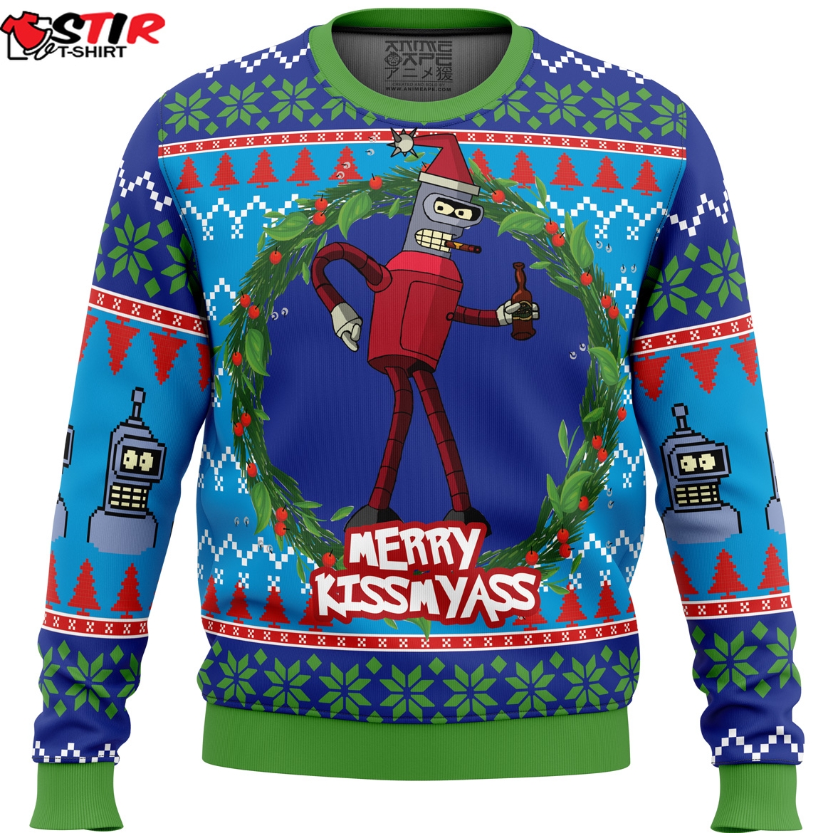 Merry Kissmyass Futurama Ugly Christmas Sweater Stirtshirt