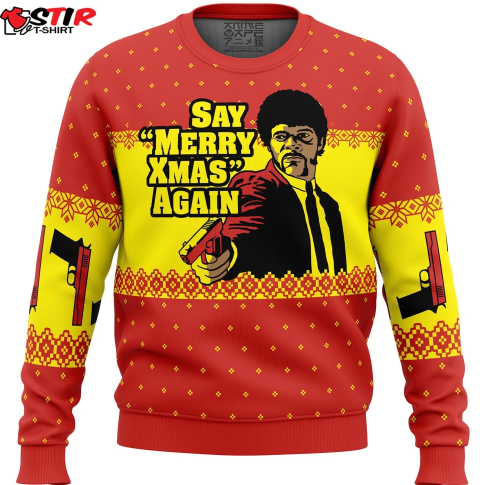 Merry Xmas Again Pulp Fiction Ugly Christmas Sweater Stirtshirt