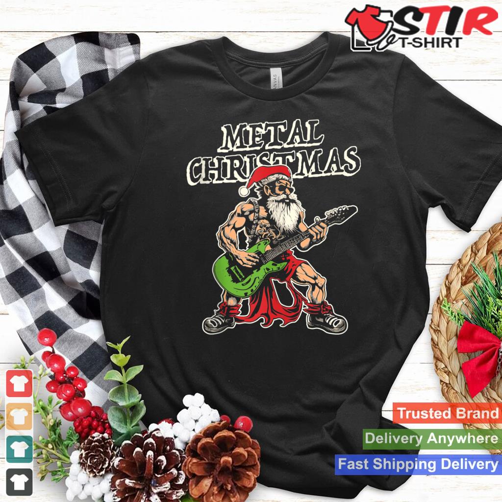 Metal Christmas, Guitar Playing Santa Tank Top Shirt Hoodie Sweater Long Sleeve