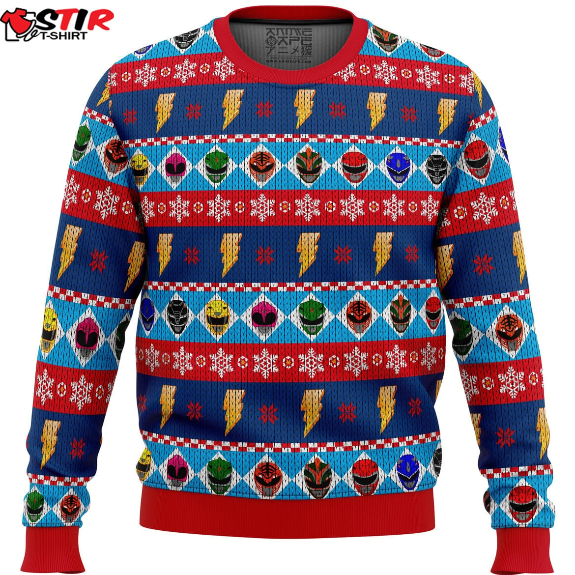 Mighty Helmets Power Rangers Ugly Christmas Sweater Stirtshirt