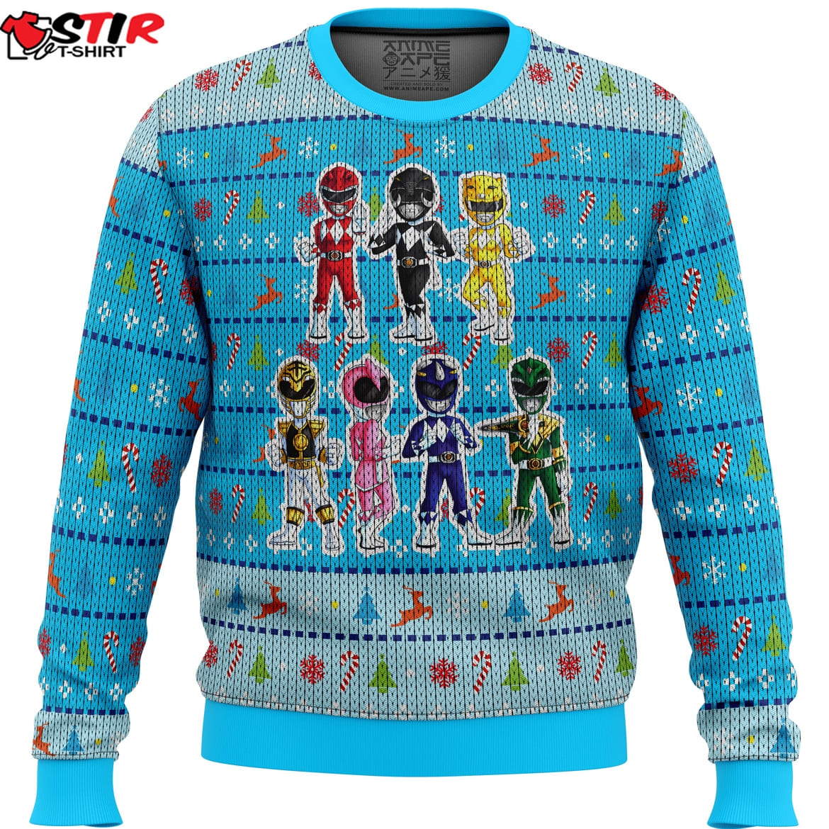 Mighty Morphin Chibis Power Rangers Ugly Christmas Sweater Stirtshirt