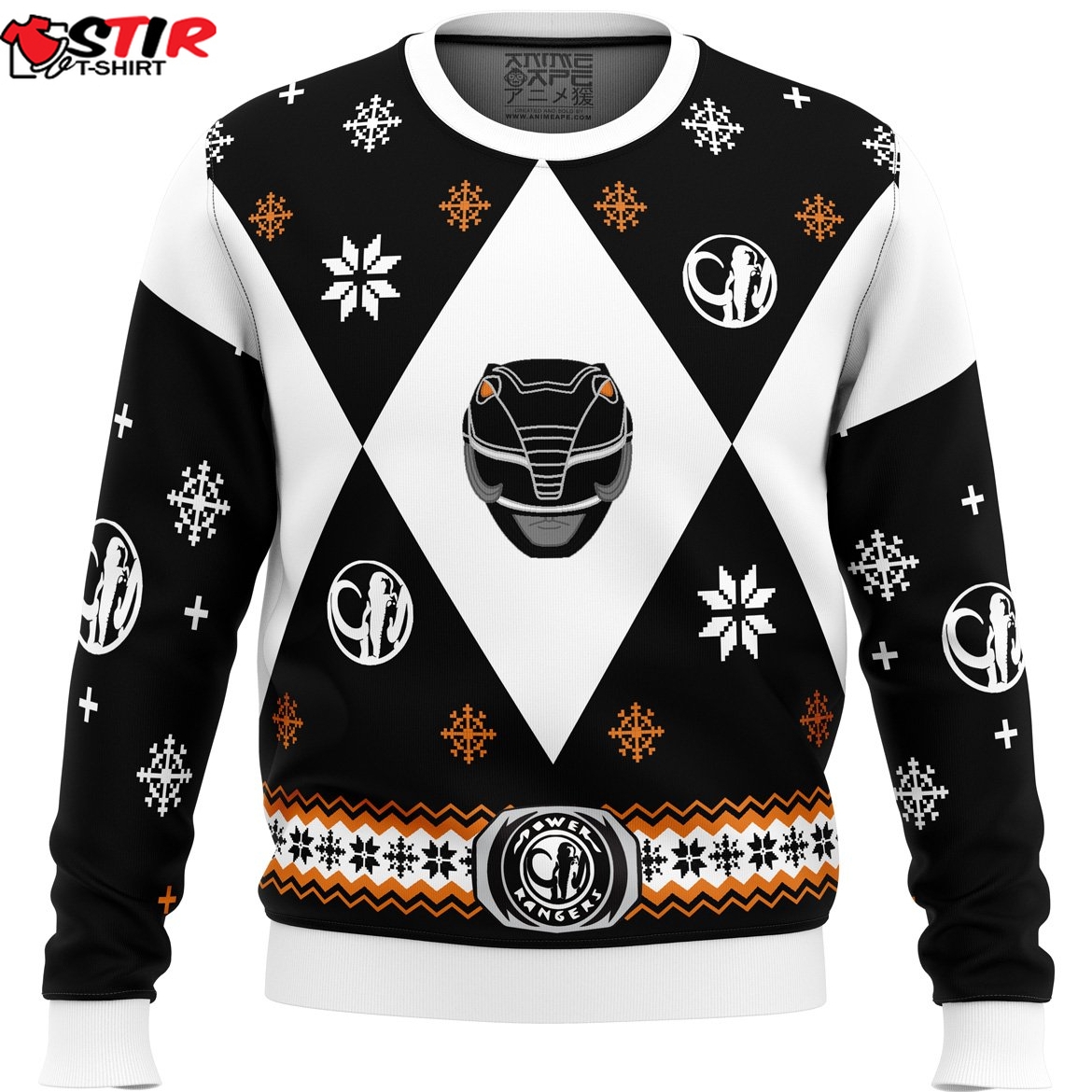Mighty Morphin Power Rangers Black Ugly Christmas Sweater Stirtshirt